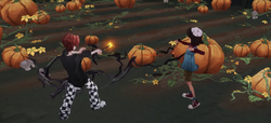 Player and Lottie clearing the Venomous Tantaculas on pumpkins MA