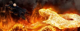 Harry y Draco escapando del Fuego maligno