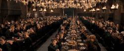 Argus Filch clapping with Mrs Norris