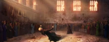 Marten Vilijn, het laatste lid van de Mergel familie, wordt gedood door Harry Potter