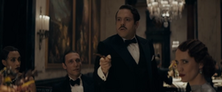 Jacob points his wand at Grindelwald