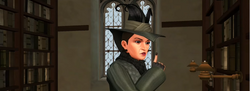Madam Pince telling students to be quiet in library HM