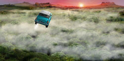 B2C3M2 Flying Ford Anglia above the clouds