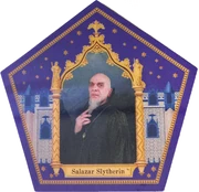 Cartão dos Sapos de Chocolate de Salazar Slytherin em O Mundo Mágico de Harry Potter
