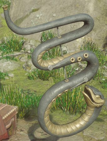 Which instrument looks like a snake shop