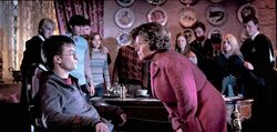 Umbridge interrogating Harry