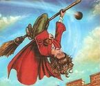 Sloth Grip Roll: A player hangs upside down on their broomstick to avoid a Bludger.