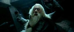 Albus Dumbledore falling from the tower