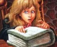 Hermine Granger erzeugt Erweichungszauber am Buch