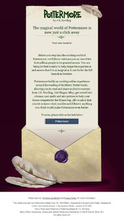 Pottermore Welcome email