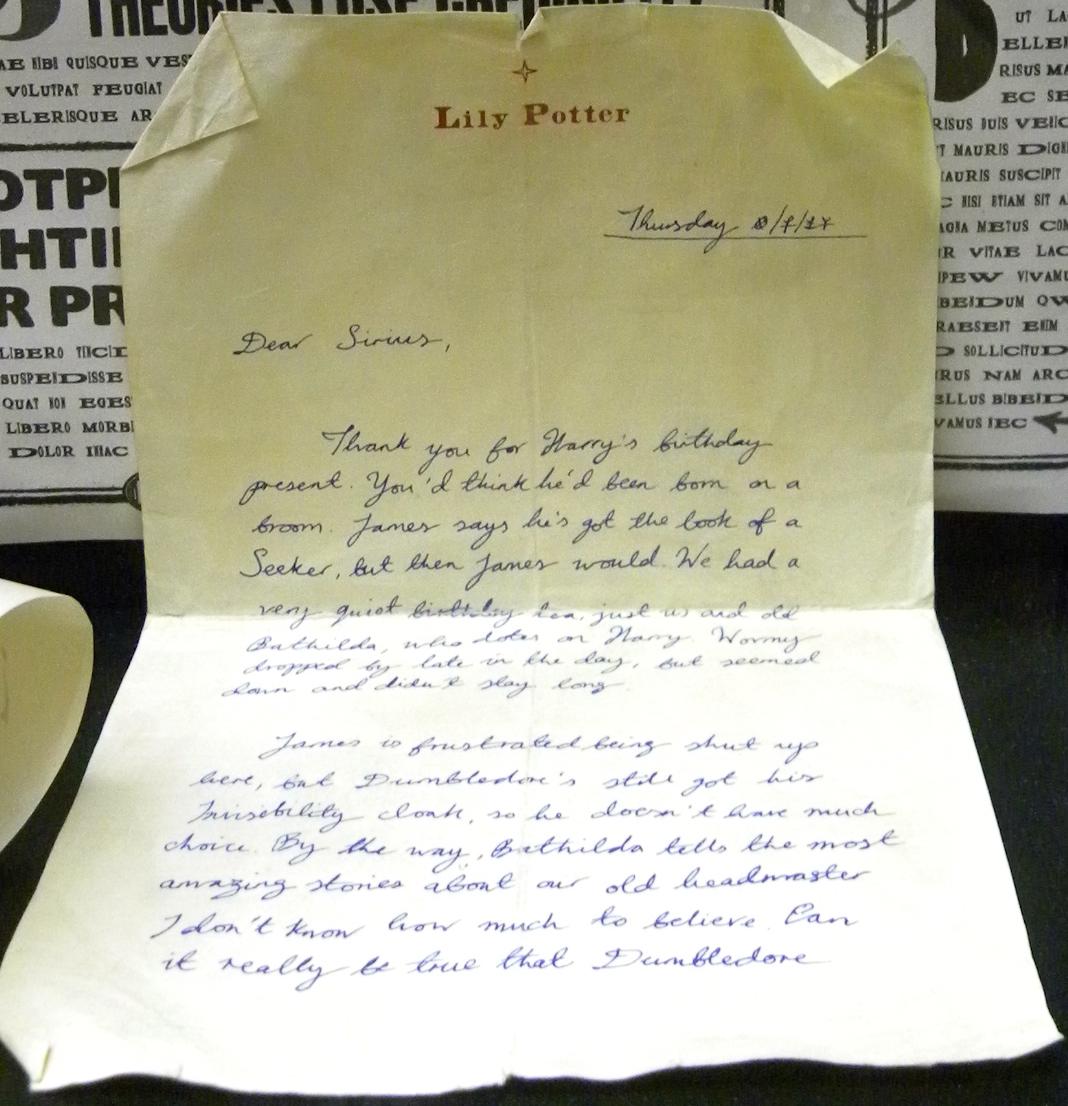 Lily J. Potter's letter to Sirius Black | Harry Potter Wiki | Fandom