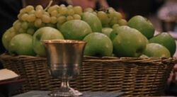 Green apples with grapes