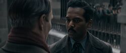 Yusuf Kama and Gellert Grindelwald talking at Nurmengard SOD
