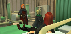 Patricia Rakepick eavesdropping in Hospital Wing HM41