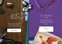 Home screen of JK Rowling's official site