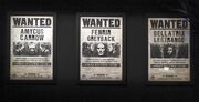 Wanted posters of Amycus Carrow, Fenrir Greyback and Bellatrix Lestrange