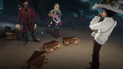Archibald and Luna presenting the player with three suitcases MA