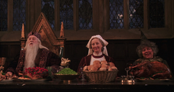 Dumbledore, Pomfrey and Sprout at the End-of-Term Feast
