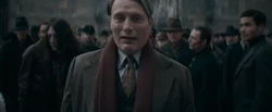 Grindelwald walks through his supporters