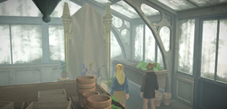 Penny and Jacob's sibling before the Mirror of Erised in Herbology Classroom HM