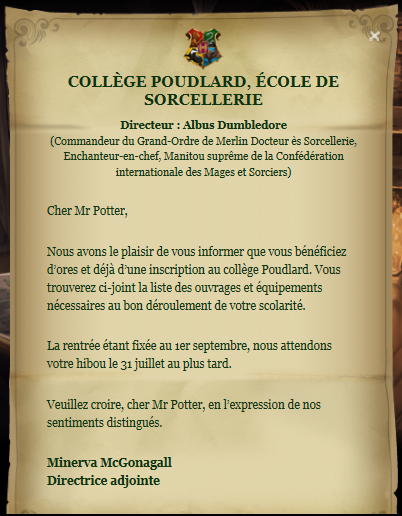 Invitation École de Sorcellerie