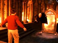 Quirinus Quirrell and Harry Potter at the Philosopher's Stone Chamber