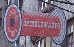 The sign at , advertising their never-tangle wool