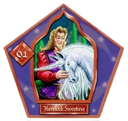 Карточка от шоколадной лягушки:  — заводчик единорогов