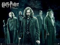 Sirius Black, Mad-eye Moody, Remus Lupin, Nymphadora Tonks and Dumbledore