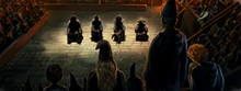 Bellatrix van Detta en andere verwanten van de Zwarts familie tijdens een hoorzitting