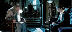 Dumbledore talking with Harry in his office OOTPF