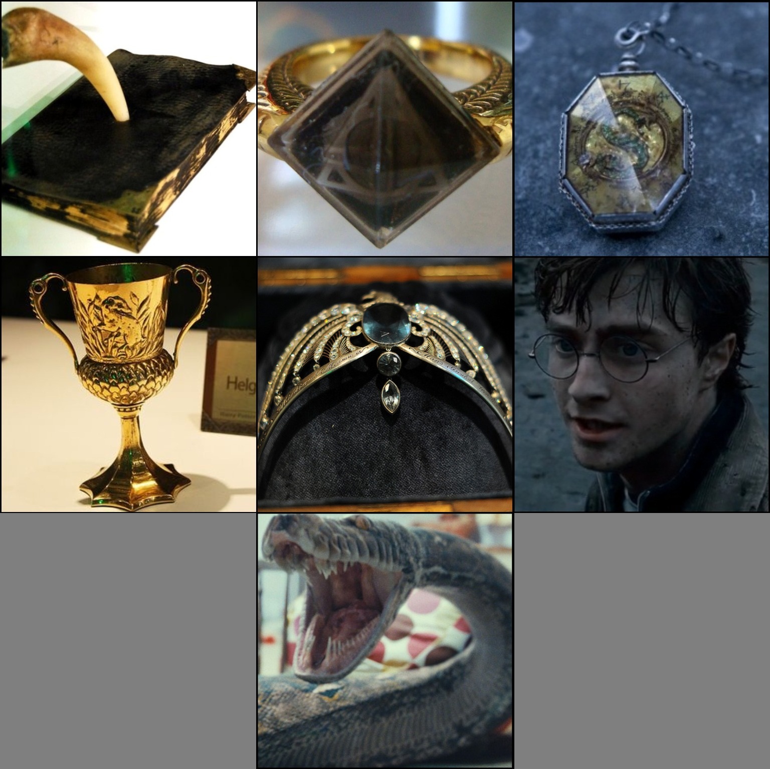 Ensemble de 5 colliers Harry Potter Retourneur de temps Vif d'or Reliques  de la Mort pour les fans de Harry Potter, Argent, Moyen : : Mode