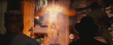 1000px---Albus Dumbledore-- using Fawkes to teleport away from --Cornelius Fudge-- and --Doleres Umbridge--