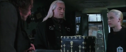 Lucius Malfoy selling chest in Borgin and Burkes COSF