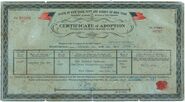 Credence Barebone's Adoption Certificate