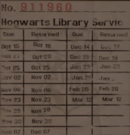Hogwarts Library check out card