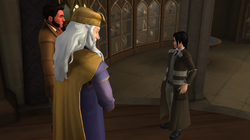 Jacob's sibling talking to Peregrine and Professor Dumbledore in the Headmaster's Office HM743