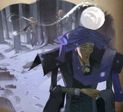 Fred & George throwing snowballs