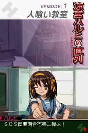 Talking with Haruhi in Episode 1