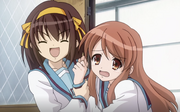 Haruhi introducing Mikuru Asahina