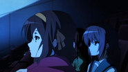 Haruhi bored at a movie.
