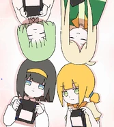 A drawing of Mikage, Spica, Yuuhi and Urara to celebrate the release of Envy Phantom.[16]