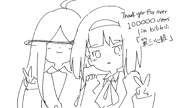 Sketch of Mikage and Tomodachi to commemorate Daisan no Shinzou reaching 100,000 views on bilibili.[2]