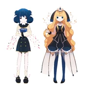 Digital versions of art used for cutouts at the Futari no Ketsuron event.[4]