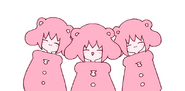 Three smiling Meltys. Part of the Melty Land Nightmare LINE sticker set.[37]