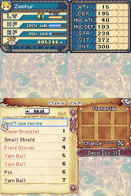 rune factory 2 forging recipes