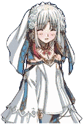 In her wedding dress