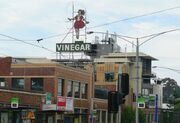 View of the Melbourne, Australia Skipping Girl Sign nicknamed Little Audrey