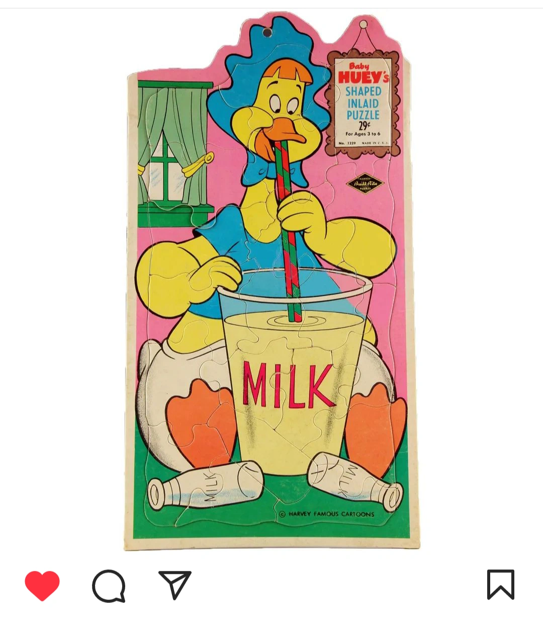 Warren Baby Huey Milk Shaped Inlaid Puzzle Harvey Comics