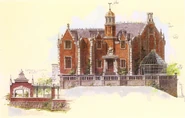 Final rendering by Claude Coats; closer to the original Rathbone mansion.
